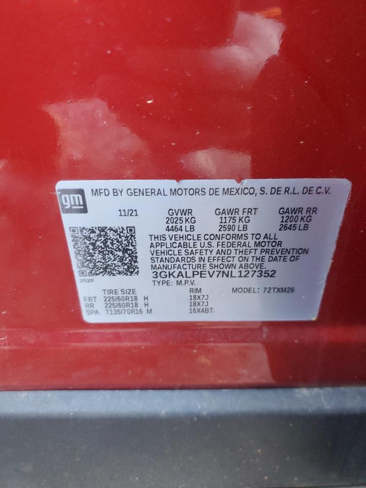 2022 GMC TERRAIN SLT VIN:3GKALPEV7NL127352