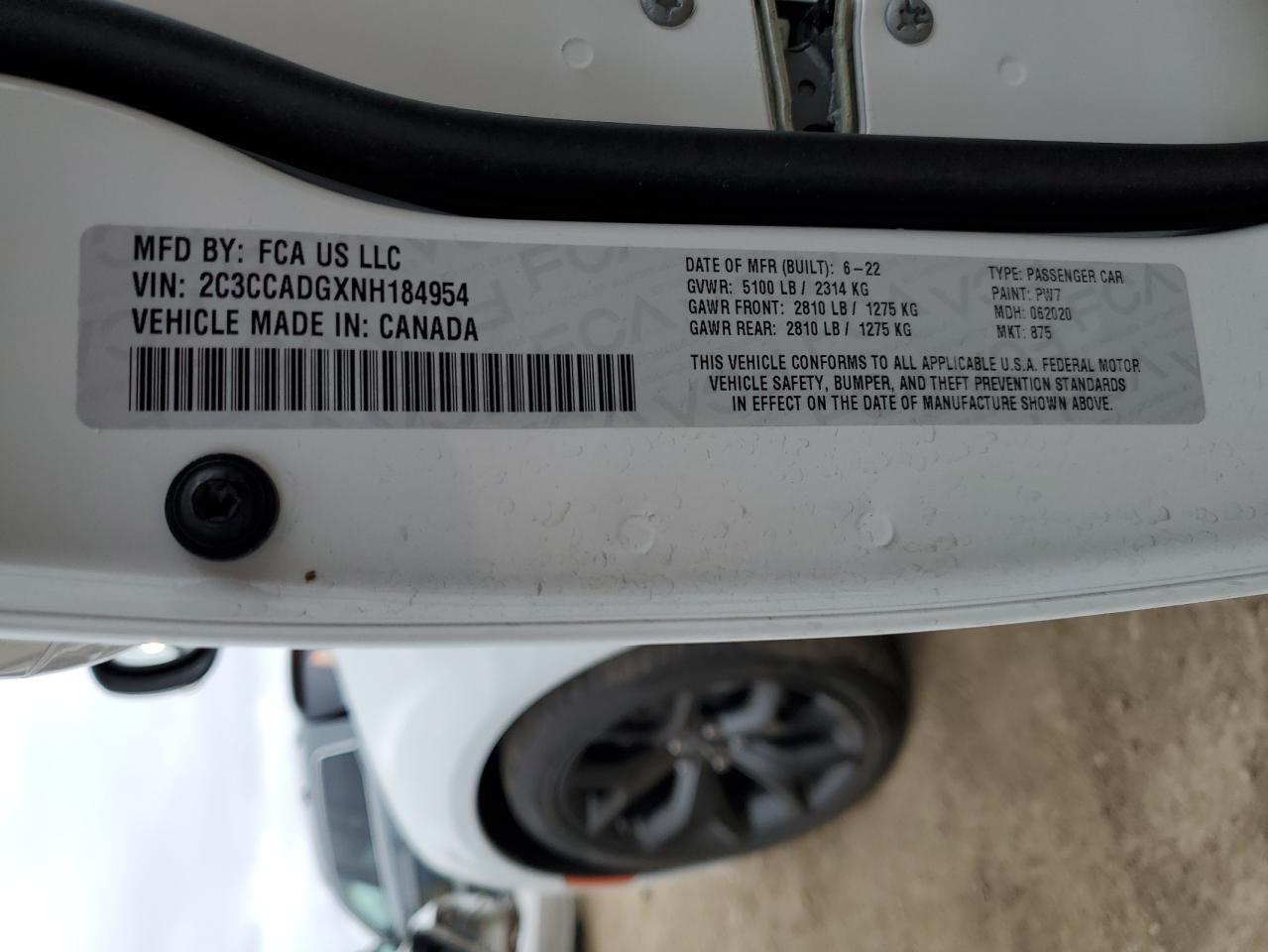 2022 CHRYSLER 300 TOURING L VIN:2C3CCADGXNH184954