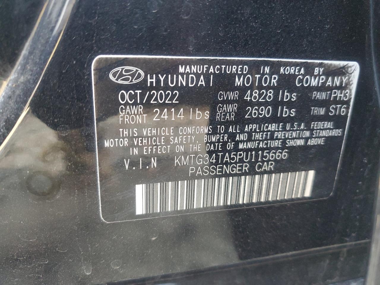 2023 GENESIS G70 BASE VIN:KMTG34TA5PU115666