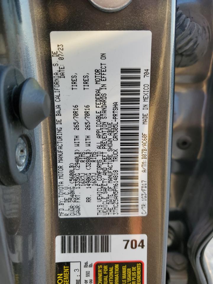 2023 TOYOTA TACOMA DOUBLE CAB VIN:3TMCZ5AN5PM614818