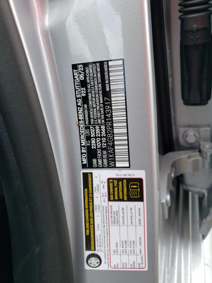 2023 MERCEDES-BENZ C 300 VIN:W1KAF4GB2PR143917