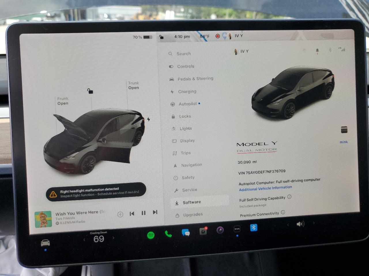 2022 TESLA MODEL Y  VIN:7SAYGDEF7NF376709