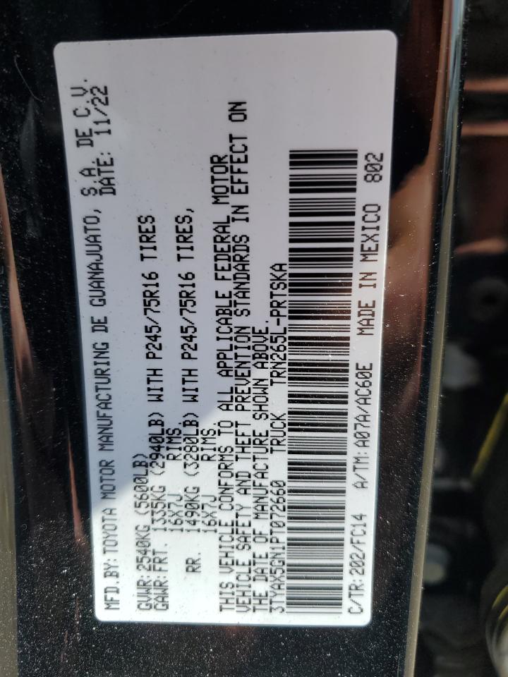 2023 TOYOTA TACOMA DOUBLE CAB VIN:3TYAX5GN1PT072660