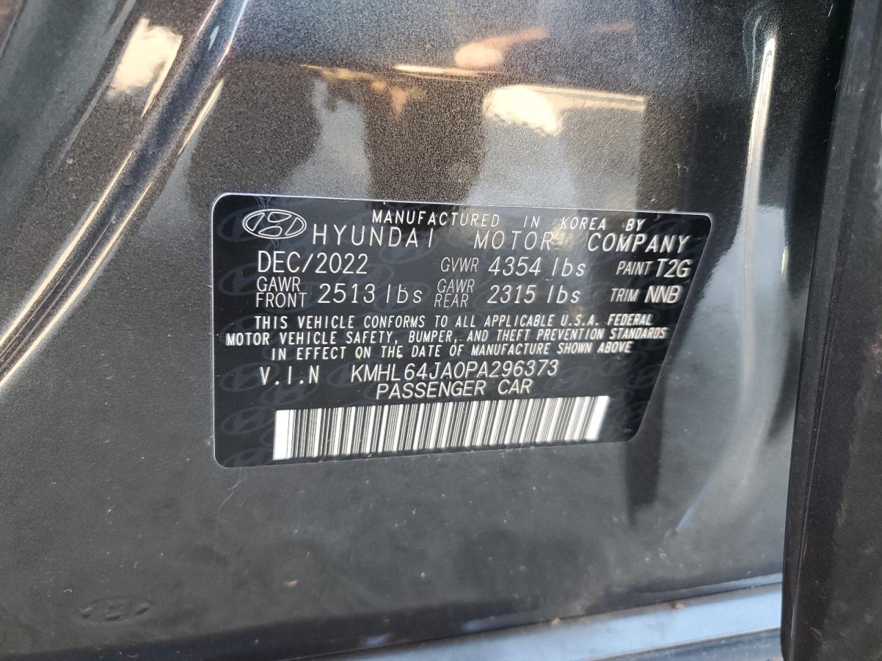 2023 HYUNDAI SONATA SEL VIN:KMHL64JA0PA296373