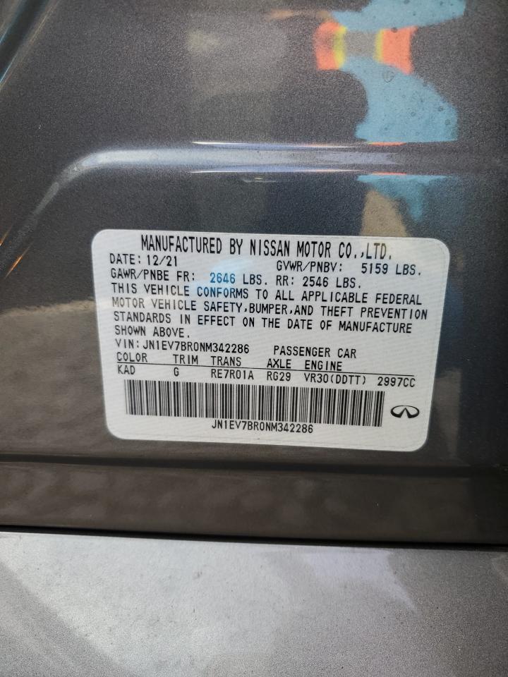 2022 INFINITI Q50 LUXE VIN:JN1EV7BR0NM342286