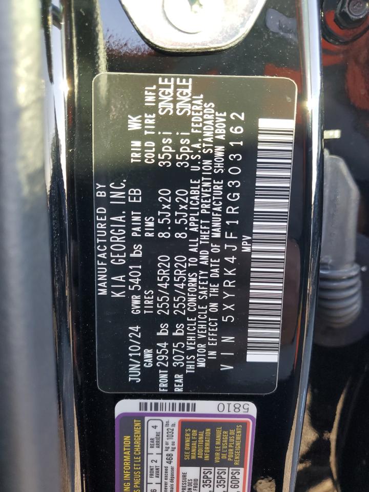 2024 KIA SORENTO SX VIN:5XYRK4JF1RG303162