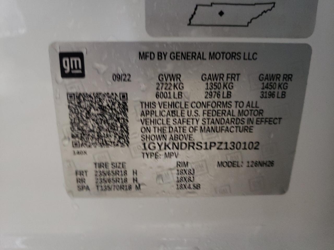 2023 CADILLAC XT5 PREMIUM LUXURY VIN:1GYKNDRS1PZ130102