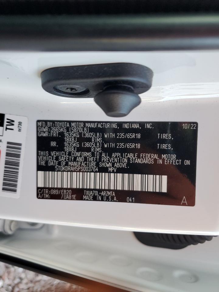 2023 TOYOTA HIGHLANDER L VIN:5TDKDRAH5PS003764