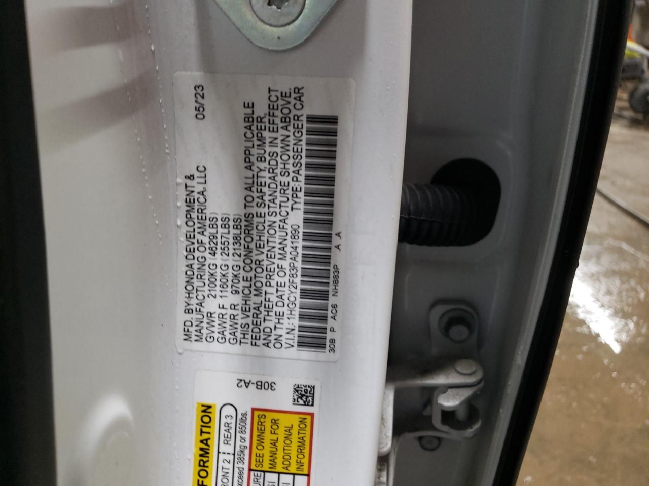 2023 HONDA ACCORD TOURING HYBRID VIN:1HGCY2F83PA041890