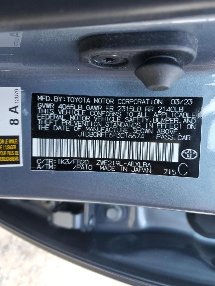 2023 TOYOTA COROLLA LE VIN:JTDBCMFE6P3016674