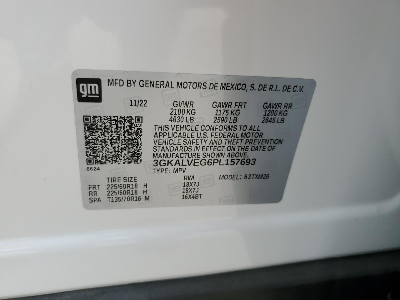 2023 GMC TERRAIN SLT VIN:3GKALVEG6PL157693