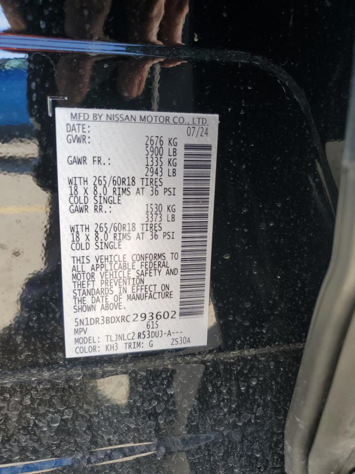 2024 NISSAN PATHFINDER ROCK CREEK VIN:5N1DR3BDXRC293602