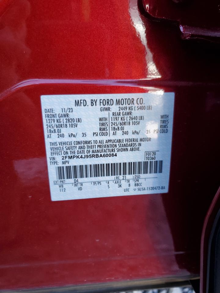 2024 FORD EDGE SEL VIN:2FMPK4J95RBA60084