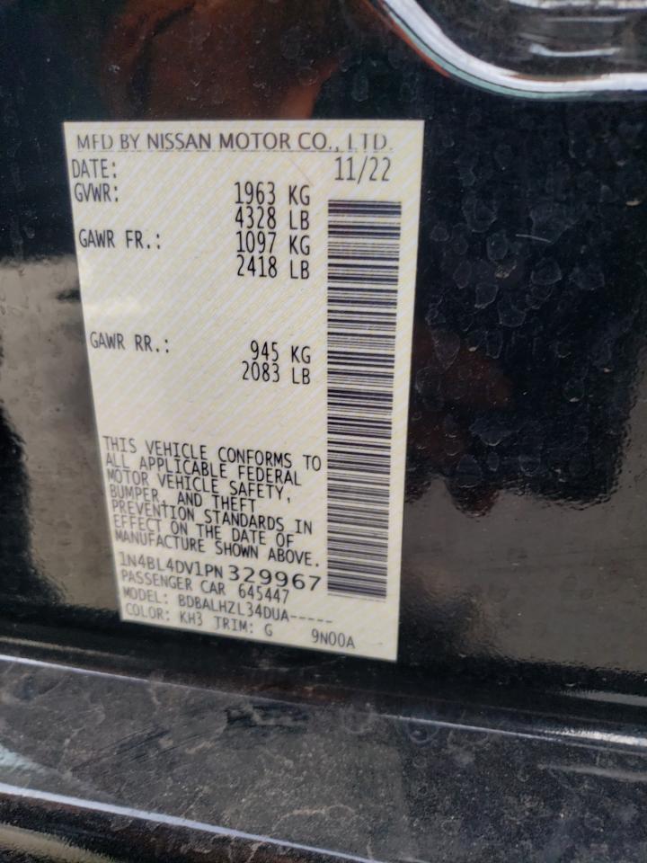 2023 NISSAN ALTIMA SV VIN:1N4BL4DV1PN329967
