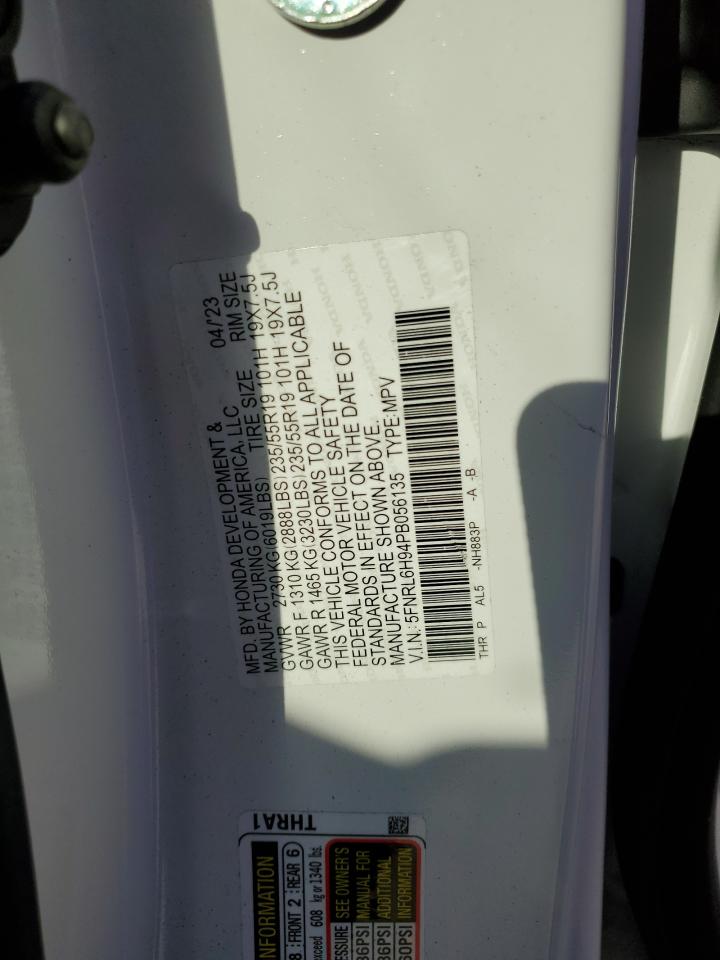 2023 HONDA ODYSSEY ELITE VIN:5FNRL6H94PB056135