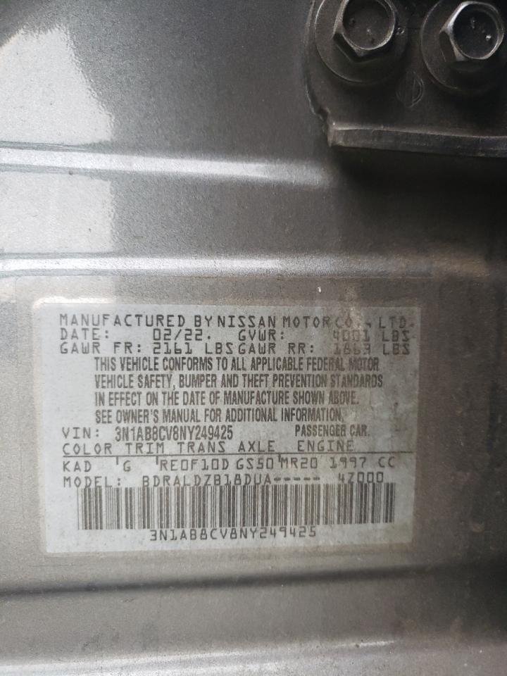 2022 NISSAN SENTRA SV VIN:3N1AB8CV8NY249425