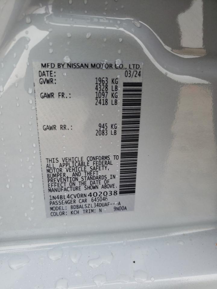 2024 NISSAN ALTIMA SR VIN:1N4BL4CV0RN402038