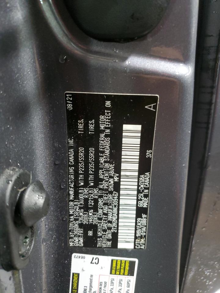 2022 LEXUS RX 350 VIN:2T2HZMDA8NC309467