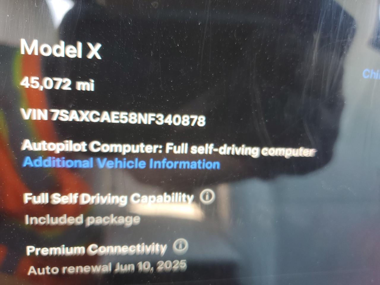 2022 TESLA MODEL X  VIN:7SAXCAE58NF340878