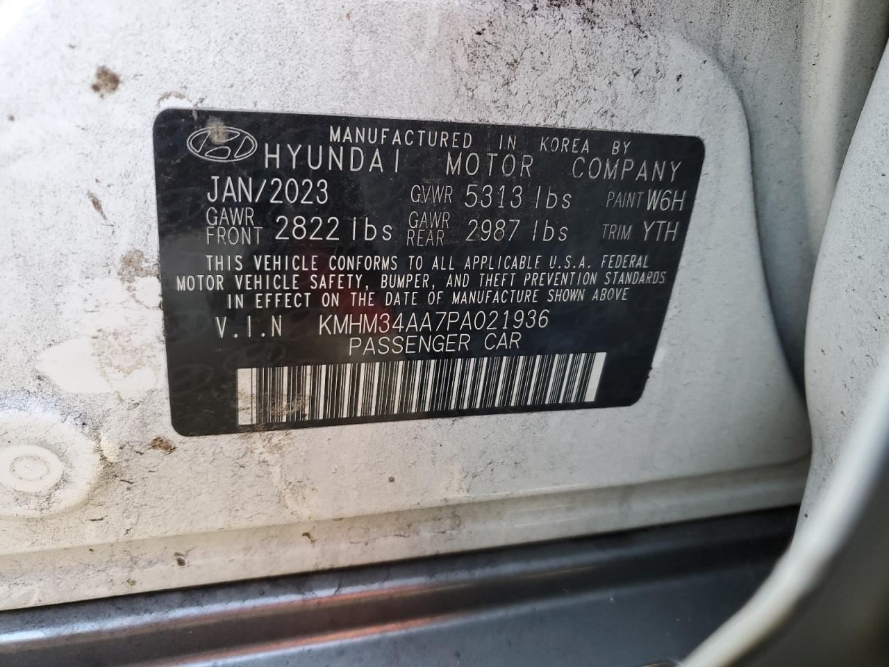 2023 HYUNDAI IONIQ 6 SEL VIN:KMHM34AA7PA021936