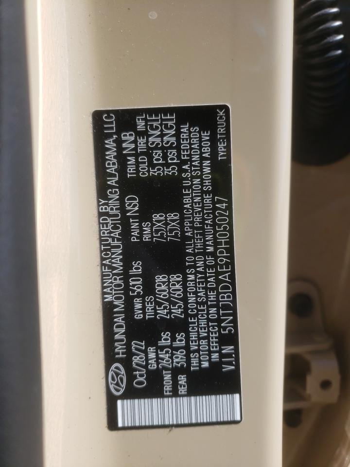 2023 HYUNDAI SANTA CRUZ SEL VIN:5NTJBDAE9PH050247