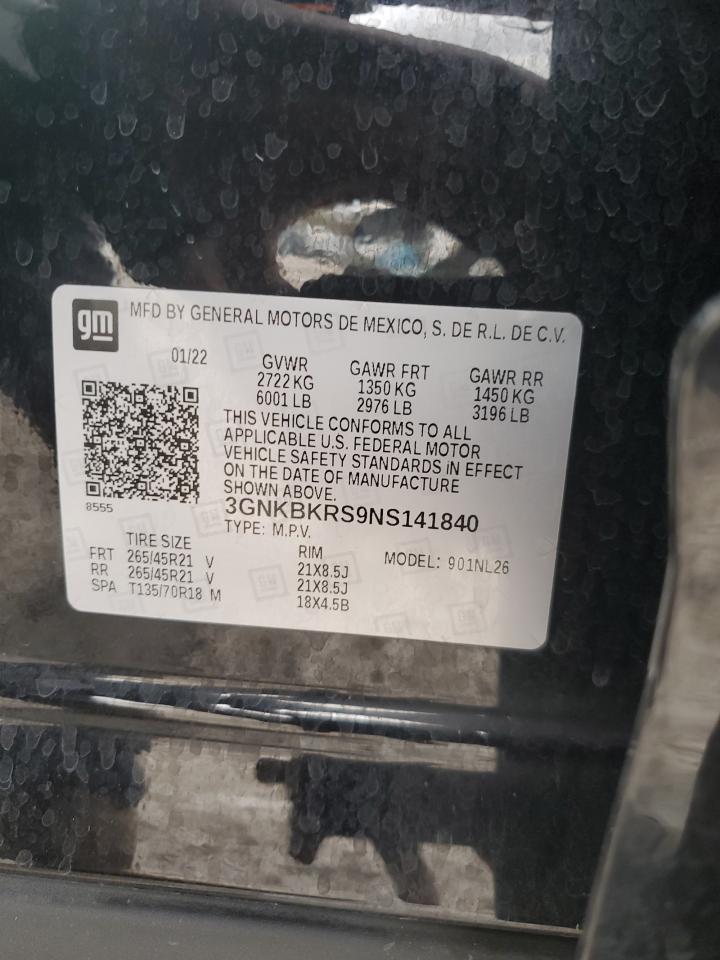 2022 CHEVROLET BLAZER RS VIN:3GNKBKRS9NS141840