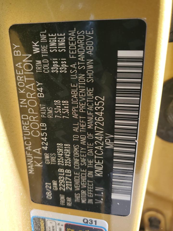 2022 KIA SELTOS SX VIN:KNDETCA24N7264352