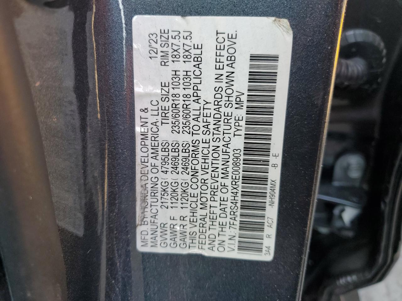 2024 HONDA CR-V EX VIN:7FARS4H4XRE008903