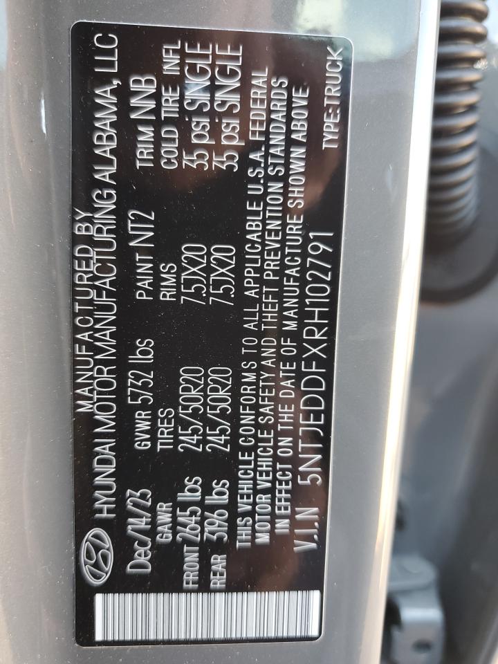 2024 HYUNDAI SANTA CRUZ LIMITED VIN:5NTJEDDFXRH102791