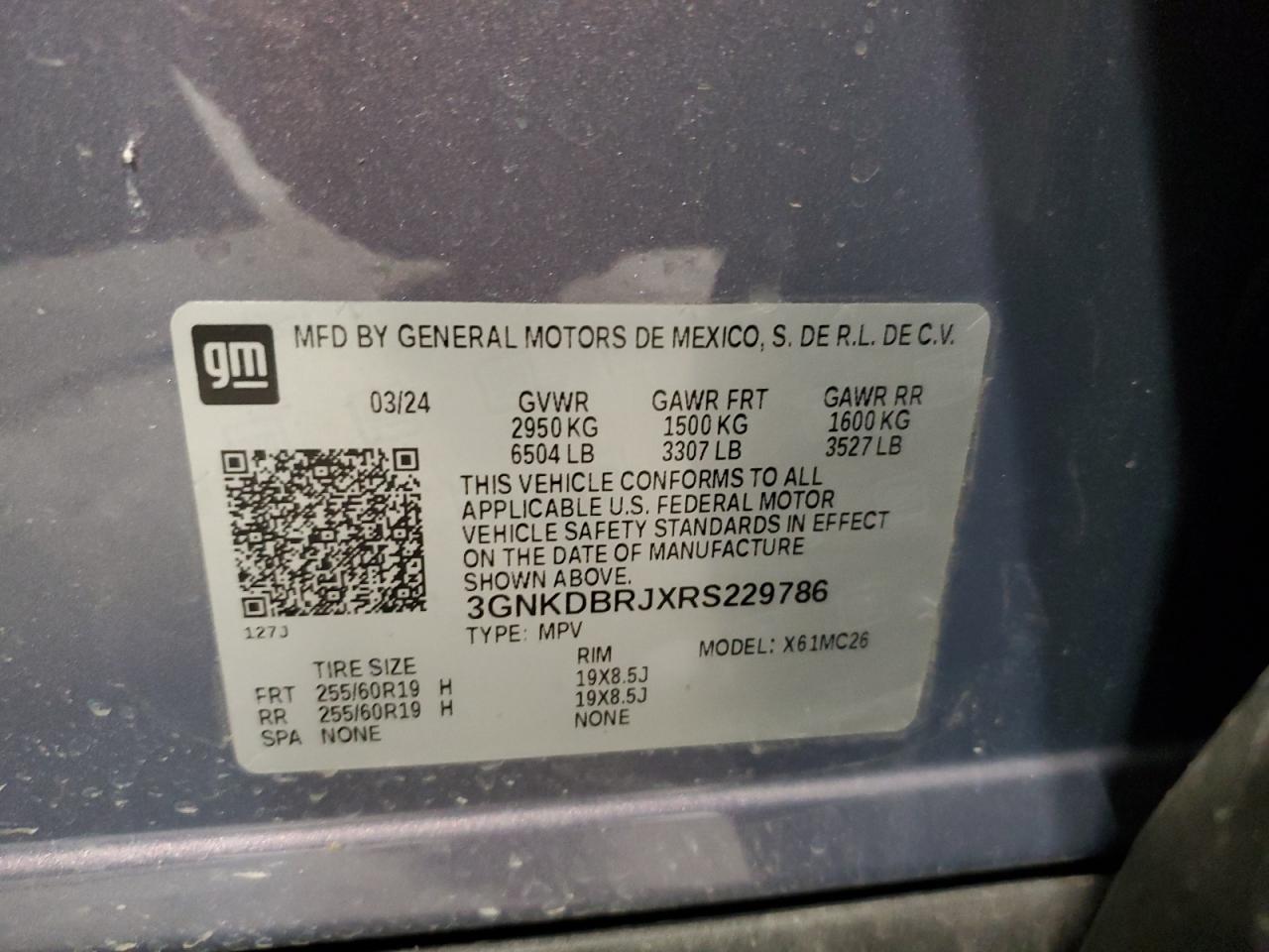 2024 CHEVROLET BLAZER 2LT VIN:3GNKDBRJXRS229786