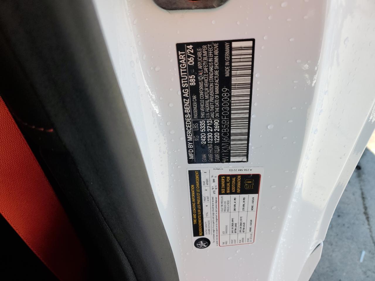 2024 MERCEDES-BENZ CLE AMG 53 4MATIC VIN:W1KMJ6CB5RF030089