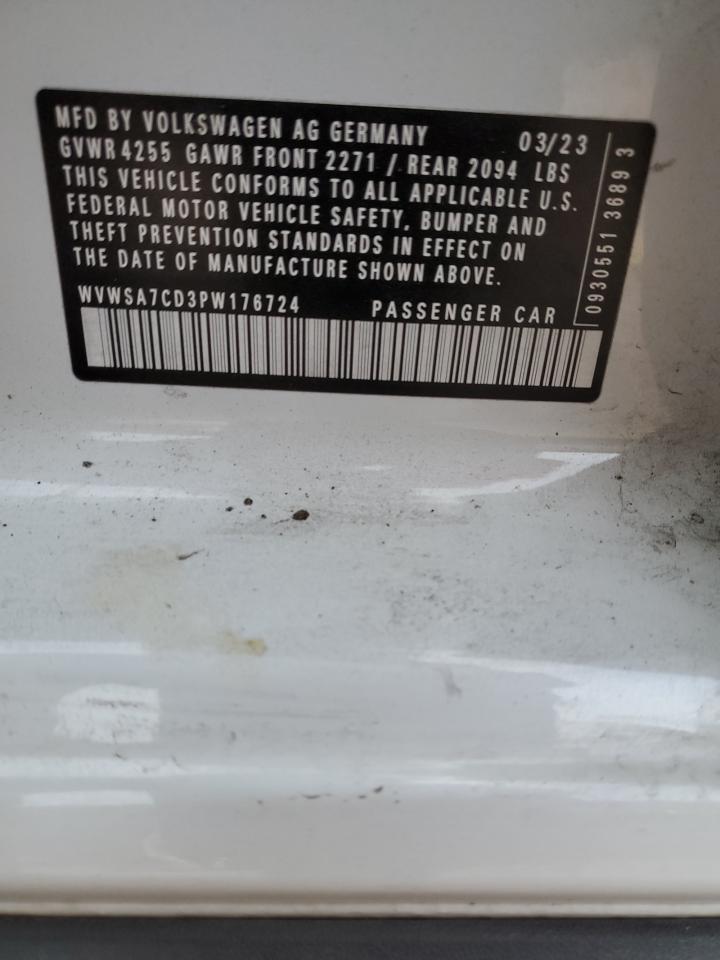 2023 VOLKSWAGEN GTI SE VIN:WVWSA7CD3PW176724