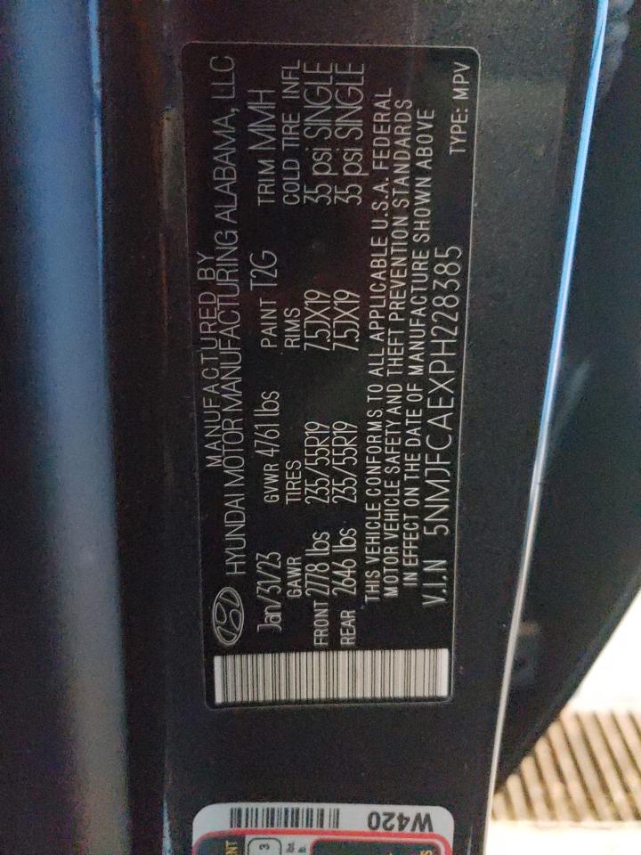 2023 HYUNDAI TUCSON SEL VIN:5NMJFCAEXPH228385