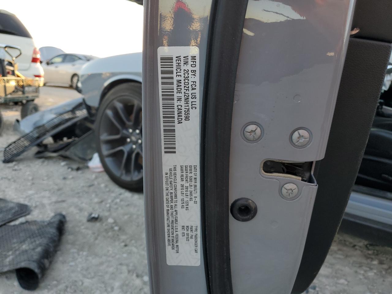 2022 DODGE CHALLENGER R/T SCAT PACK VIN:2C3CDZFJ2NH175590