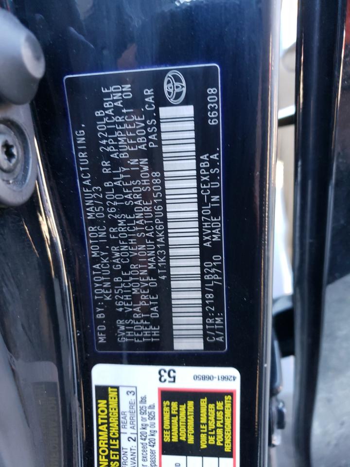 2023 TOYOTA CAMRY XSE VIN:4T1K31AK6PU615088