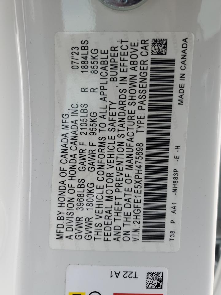 2023 HONDA CIVIC SI VIN:2HGFE1E5XPH475698