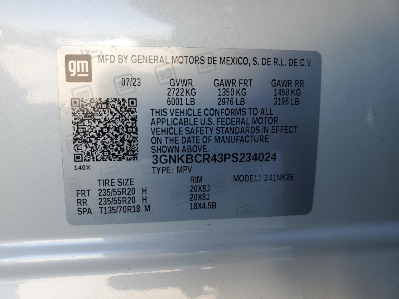 2023 CHEVROLET BLAZER 2LT VIN:3GNKBCR43PS234024