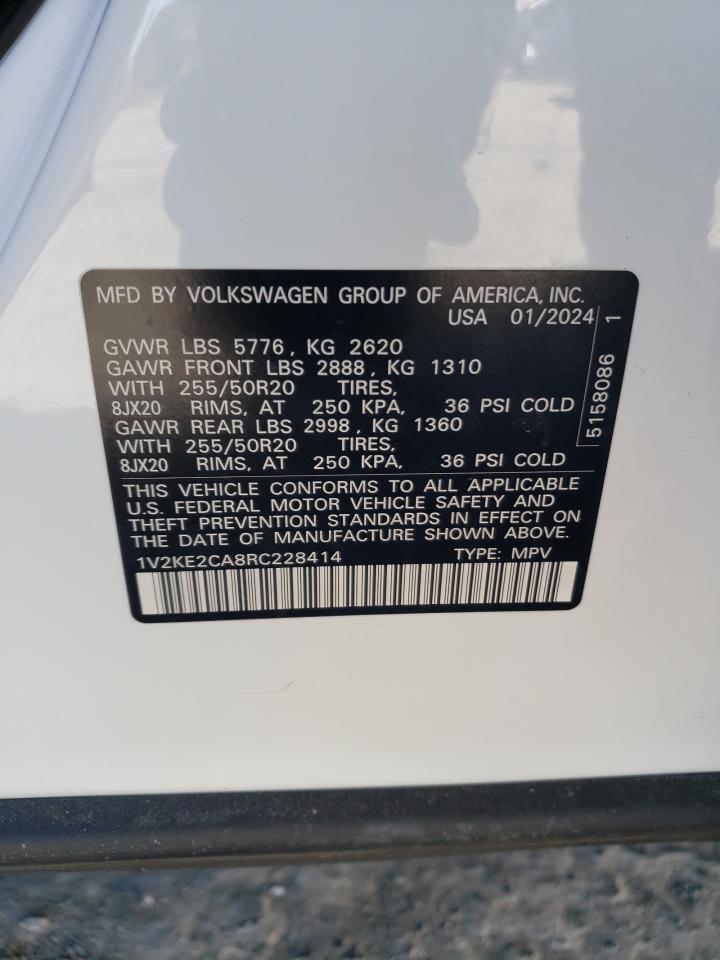 2024 VOLKSWAGEN ATLAS CROSS SPORT SE VIN:1V2KE2CA8RC228414