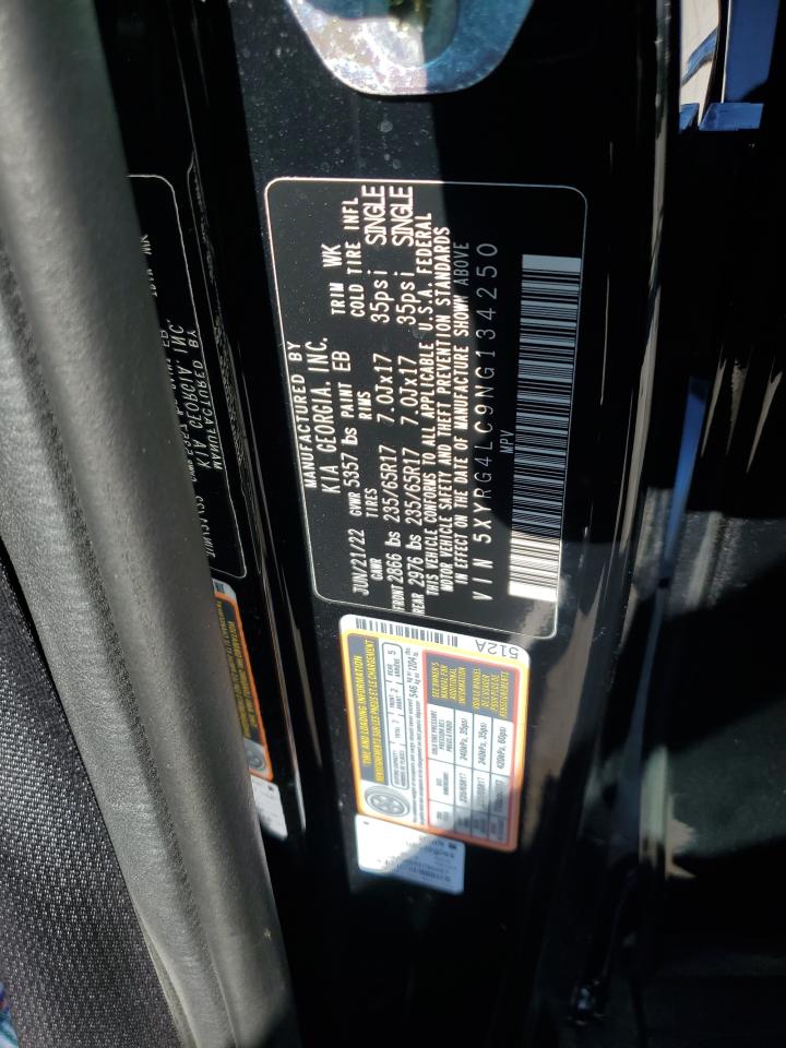 2022 KIA SORENTO LX VIN:5XYRG4LC9NG134250