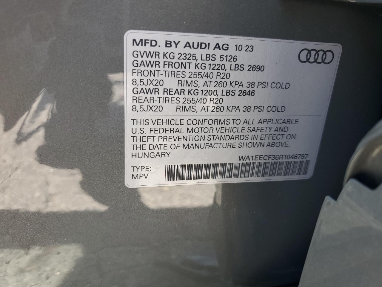 2024 AUDI Q3 PREMIUM PLUS S LINE 45 VIN:WA1EECF36R1046797