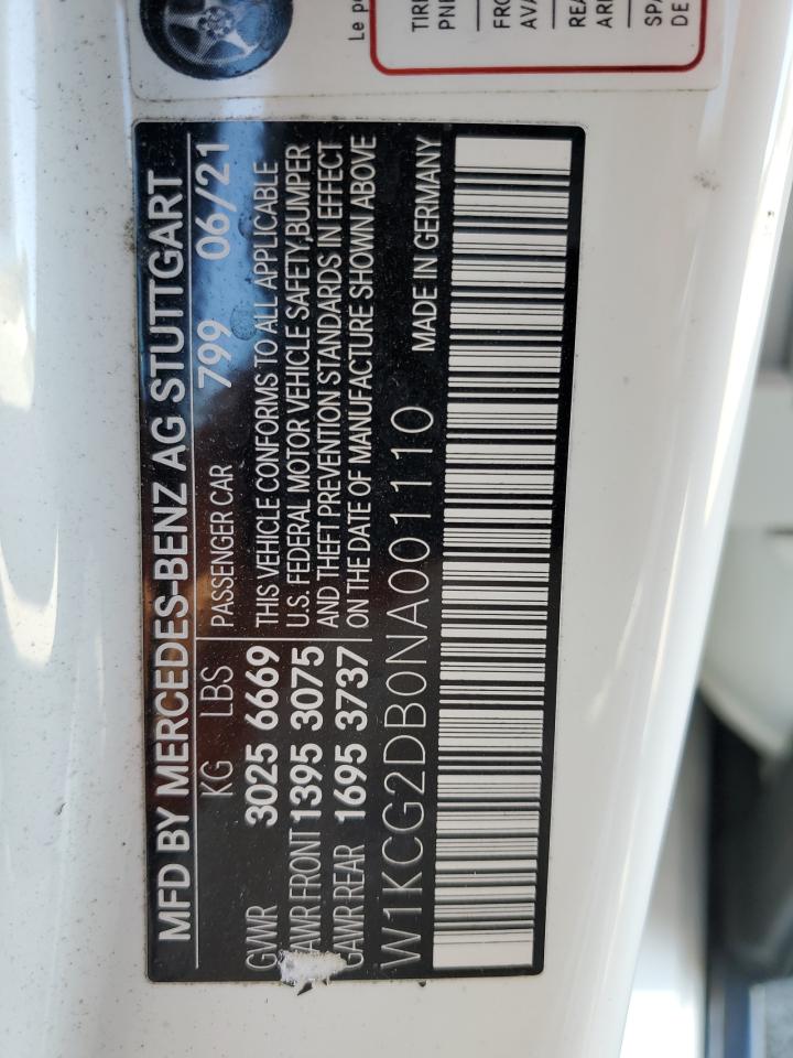 2022 MERCEDES-BENZ EQS SEDAN 450+ VIN:W1KCG2DB0NA001110