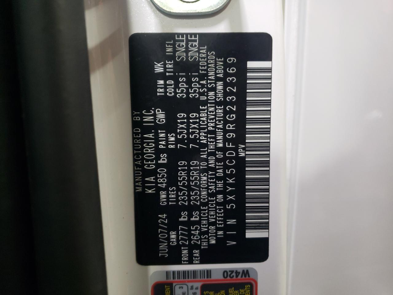 2024 KIA SPORTAGE SX PRESTIGE VIN:5XYK5CDF9RG232369