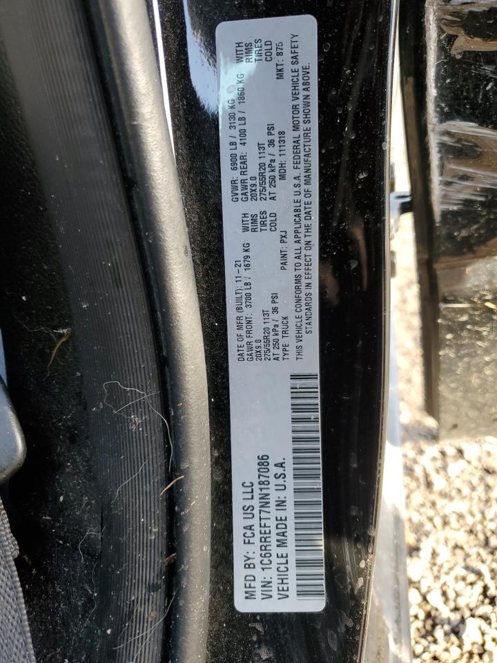 2022 RAM 1500 BIG HORN/LONE STAR VIN:1C6RREFT7NN187086