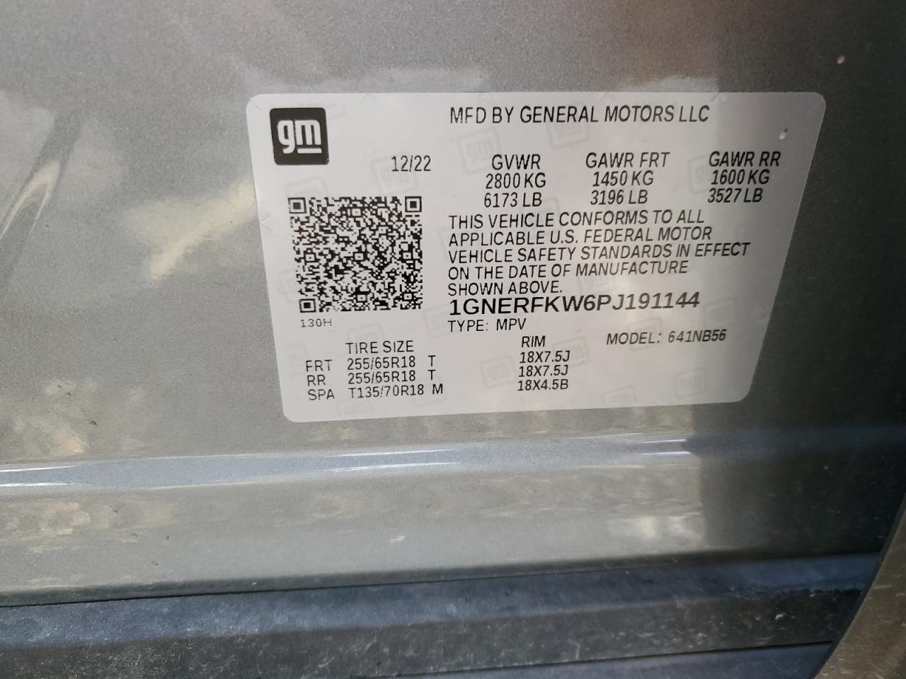 2023 CHEVROLET TRAVERSE LS VIN:1GNERFKW6PJ191144