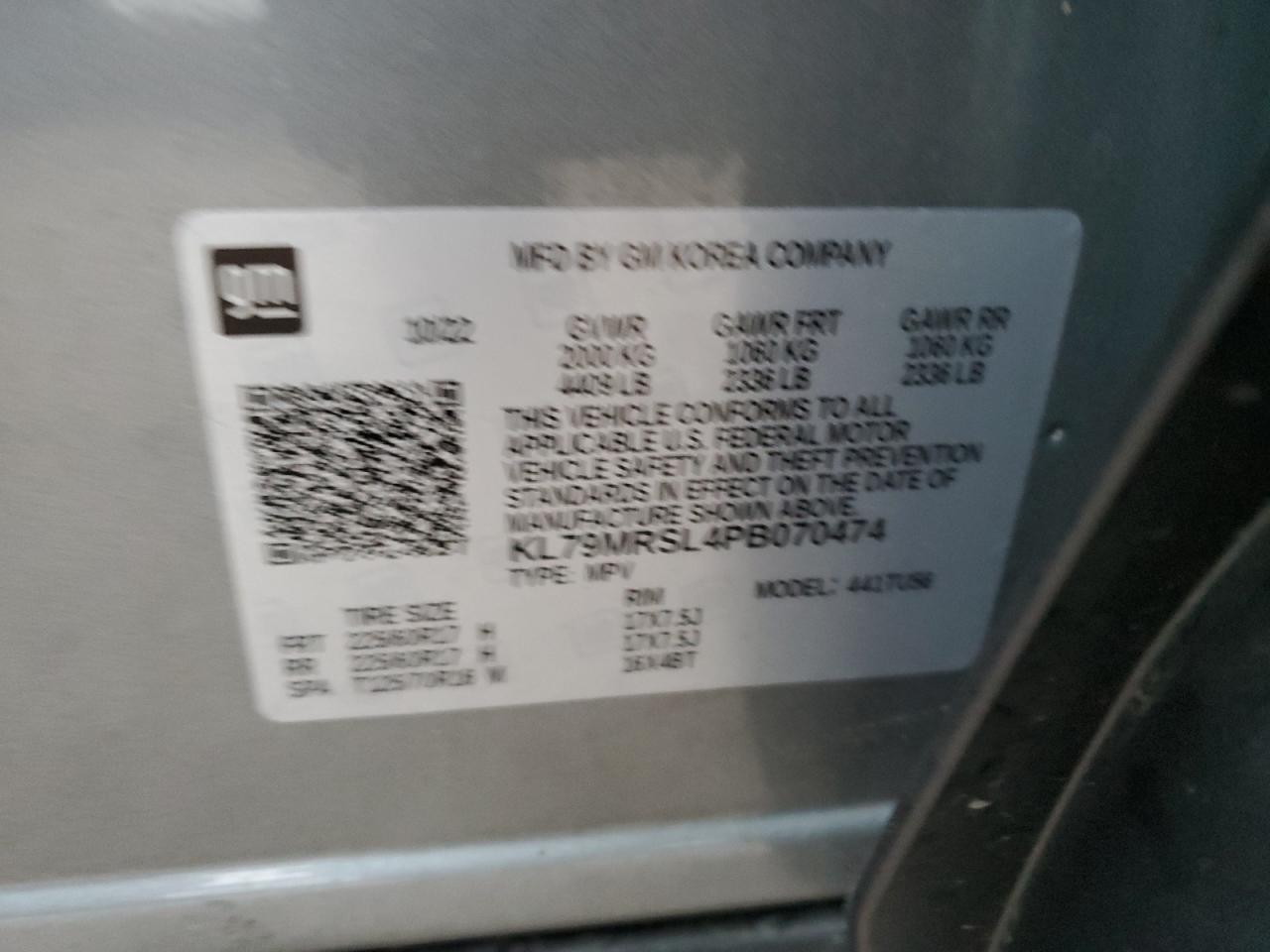 2023 CHEVROLET TRAILBLAZER LT VIN:KL79MRSL4PB070474