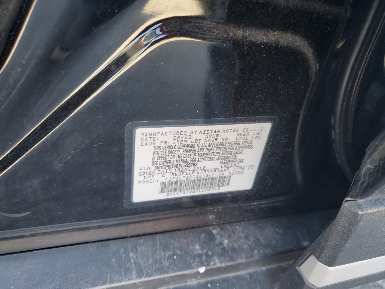 2023 NISSAN KICKS SR VIN:3N1CP5DV6PL505763
