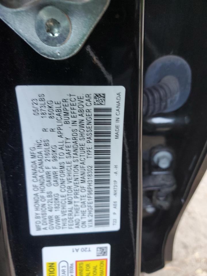 2023 HONDA CIVIC TOURING VIN:2HGFE1F96PH318302