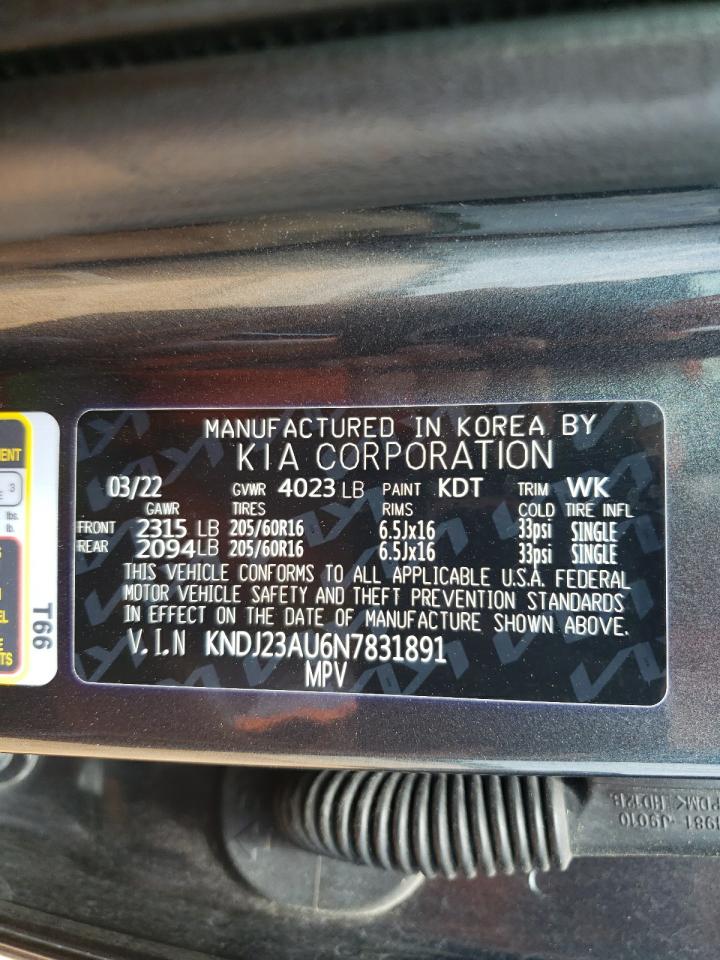 2022 KIA SOUL LX VIN:KNDJ23AU6N7831891