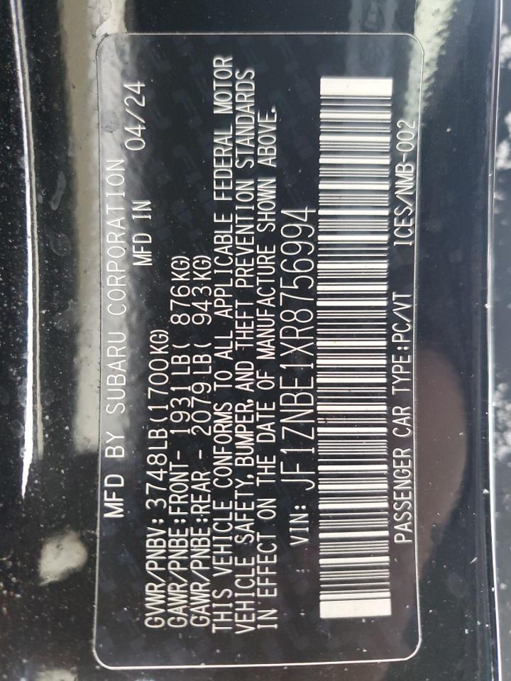 2024 TOYOTA GR 86 PREMIUM VIN:JF1ZNBE1XR8756994