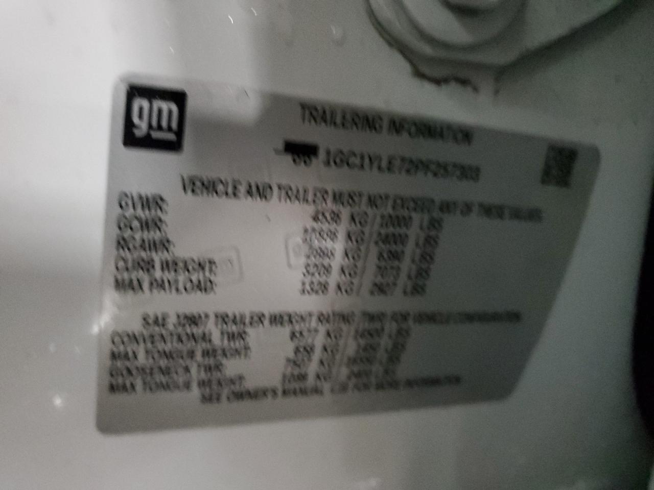 2023 CHEVROLET SILVERADO K2500 HEAVY DUTY VIN:1GC1YLE72PF257303